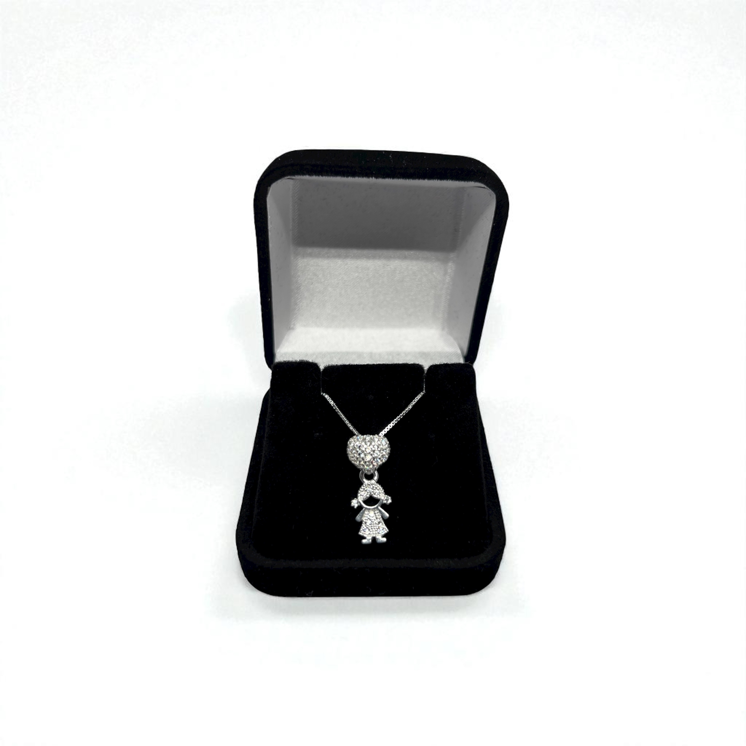 Colar Menina Cravejado em prata 925