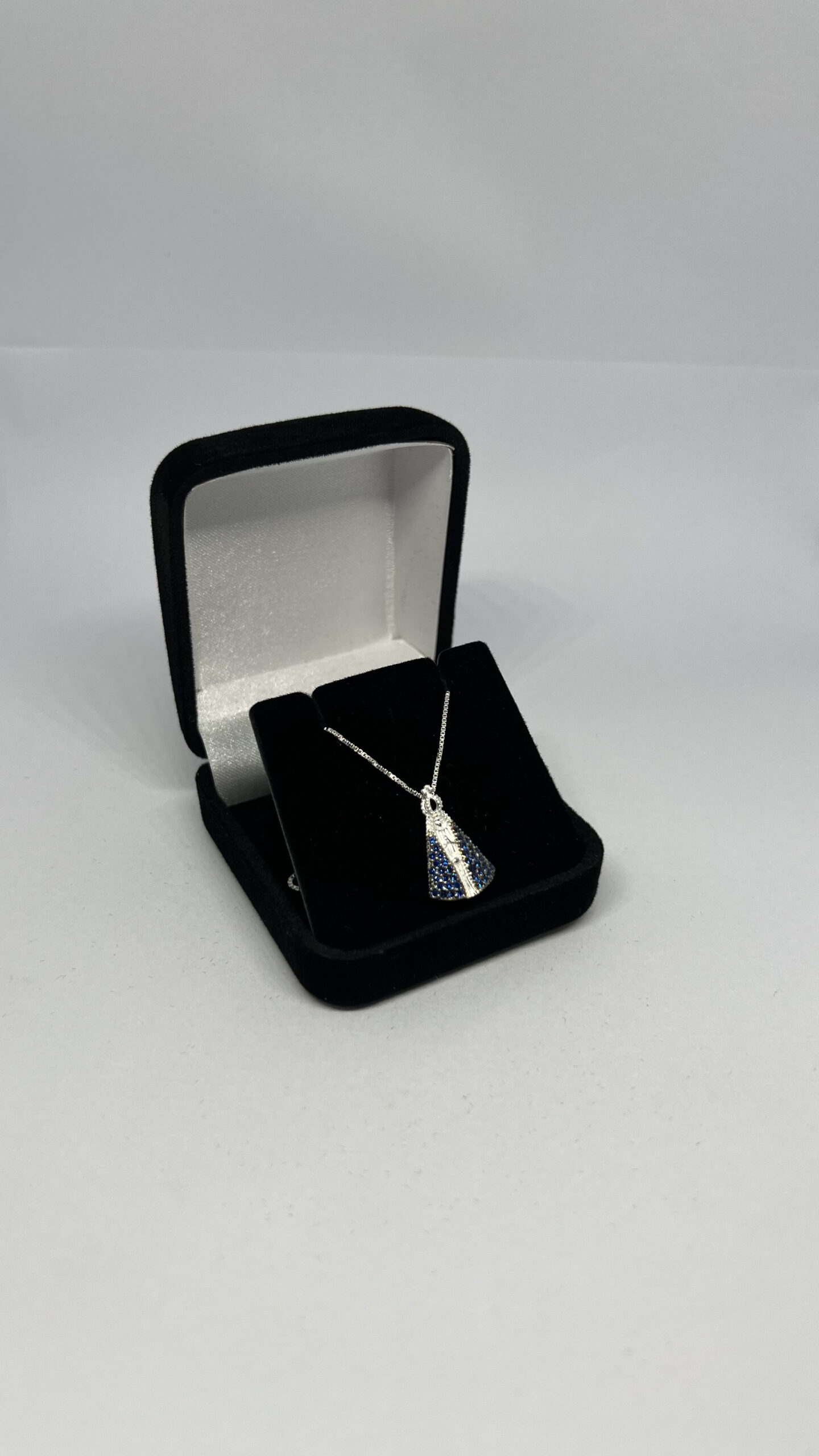 Colar Nossa Senhora Aparecida Luxo Grande em Prata - Imagem 2